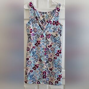 Helen Jon medium sundress floral blue purple v-neck beachy